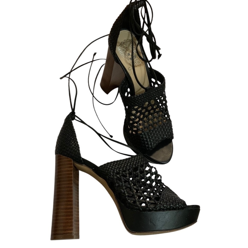 Vince Camuto 8 woven leather‎ platform heeled sandals